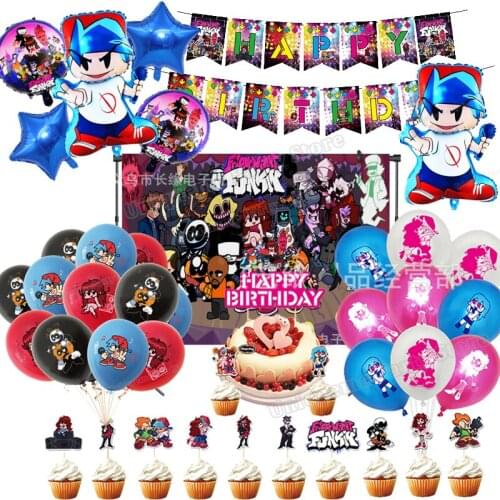 Friday Night Birthday Funkin Ballons Decoration Children Cake Topper Banner Boy Girl Baby Shower Party Supplies Game Fans Gift
