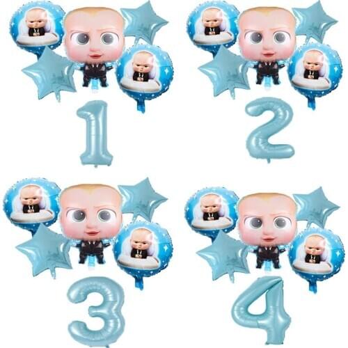 Baby Boss Aluminium Foil Balloons Cartoon Figure 1 Set Boss Kids Happy Birthday Party Balloon Decor 32 inch Number Foil Balloons