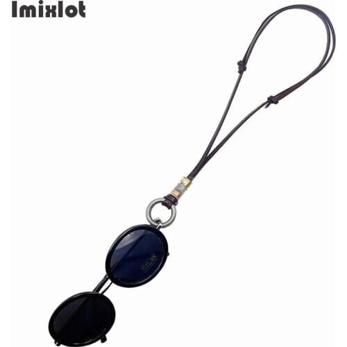 80cm Brown Leather Glasses Strap Chain Adjustable Sunglasses Eyeglasses Rope Lanyard Holder Anti-Slip Eyewear Cord Accessory