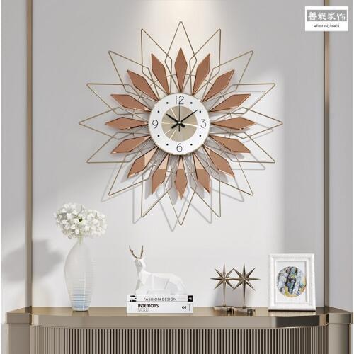 Nordic Luxury Large Wall Clock Metal Living Room Art Art Kitchen Metal Clock Wall Creative Duvar Saati Home Decoration OO50WC
