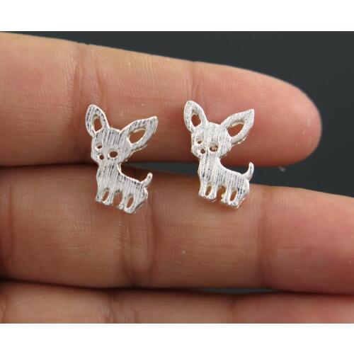 TianBo New Arrival Chihuahua Earrings for Women Cute Dog Stud Earrings pendiente Love my Pet Jewelry Animal Earring bijoux