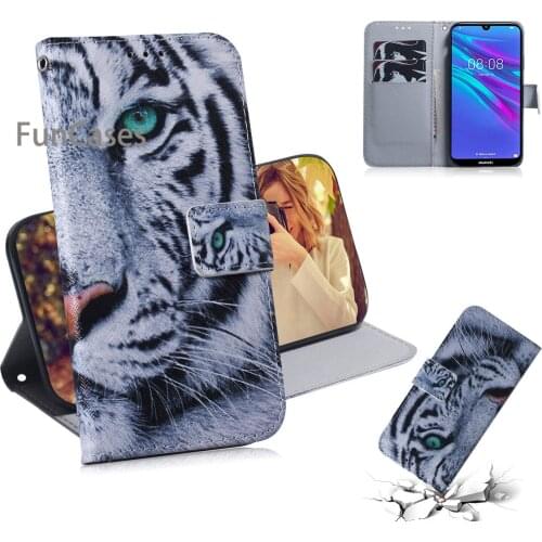 Y6 2019 Telephone Mobile Cases For carcaso Huawei Y6 2019 Lion PU Leather Book Case sFor Capa Huawei capa Honor 8A Back Cover