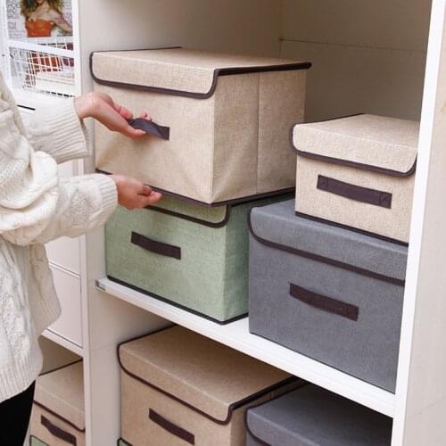 Non-woven storage box with lid, household toys, snacks and sundries storage box, foldable dustproof storage box