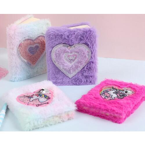 1 Pcs Cartoon Colorful Dream Unicorn Plush Notebooks Girls Portable Pocket Diary Planner Notepad Stationery