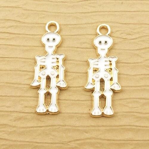 10pcs 10x25mm enamel skull charm for jewelry making fashion earring pendant bracelet charm necklace charms diy finding