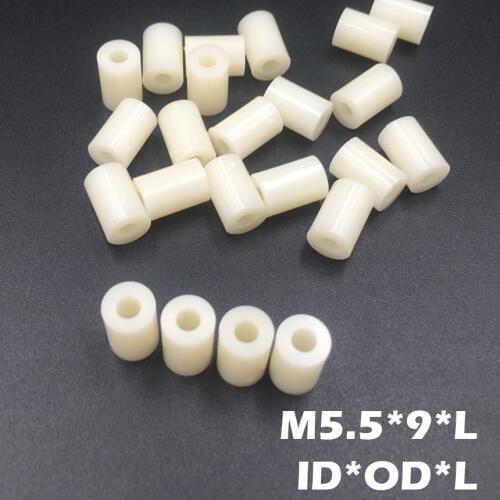 1000pcs M5.5 5.5*9*3 5.5x9x3 5.5*9*4 5.5x9x4 ID*OD*L ABS Plastic Nylon Round Column Insulation Tube Shim Washer Standoff Spacer