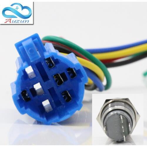 The 19 mm metal button switch base five terminals are not welded Line 20 cm long