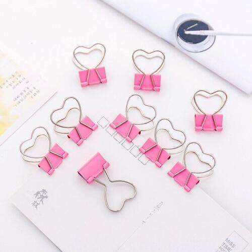 2 pieces/lot) Girl Heart Pink Love Long Tail Folder Clip Student Paper Mini Cute Clips