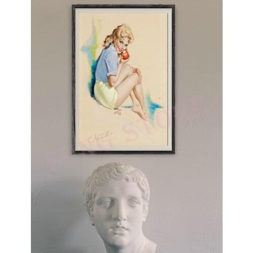 380 Vintage Beautiful Pin-up Girl Classic Picture Custom Silk Poster Home Deco Wall Art Christmas Gift