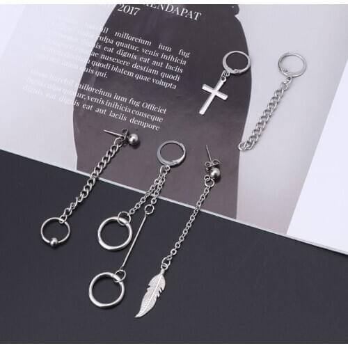 5Pcs KPOP Bangtan Boy Album Long Chain Drop Earrings Kit Korean Fashion Jewelry