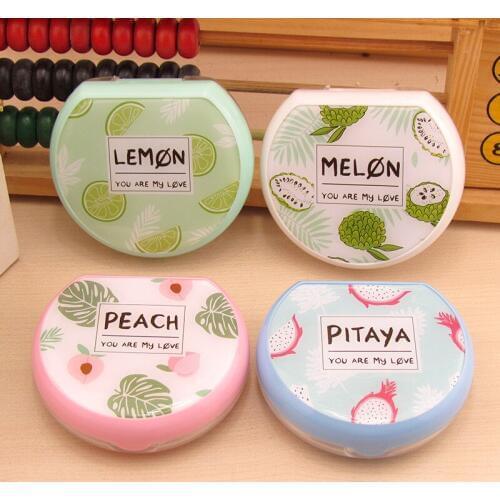 5pcs High quality New Fashion small fresh fruit Convenient to carry contact lens box With a mirror Nursing box Color random