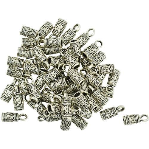 50 Pieces Bell Shape Bead Leather Cord End Cap Tube Stopper Jewelry Findings 4mm