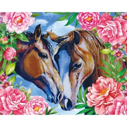 5D diamond Embroidery round diy diamond Painting Cross Stitch kit Peony horse animal picture Mosaic pattern home decor gift