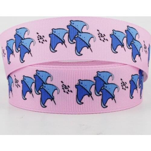 9mm/16mm/22mm/25mm/38mm/75mm pink stingray print grosgrain ribbon 10/25/50yards DIY gift wrap sewing wedding decor ribbon
