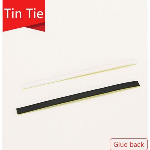 White and black tin tie for coffee bean bag plastic metallic seal strip with glue food bag sealing clip