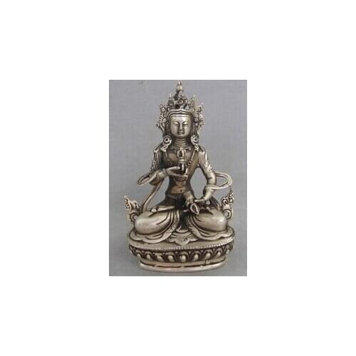 Free shipping 0 China Tibet Silver Bronze Vajrasattva Dorje Sempa Buddha Statue Vajra And Bell 14cm