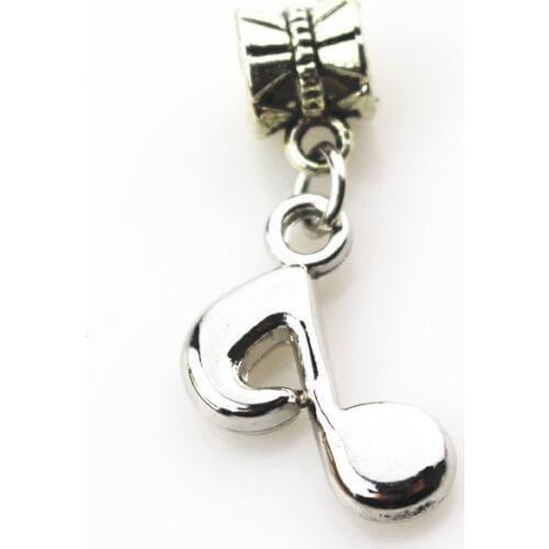 Free shipping 20pcs/lot music notes hanging charm big hole pendant beads charm fit pando bracelet diy jewelry dangle charms