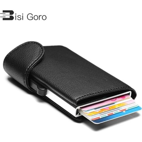 BISI GORO 2021 New style Unisex Business Card Holder RFID Metal Wallet Antitheft Wallet Card Case Aluminium Credit Card Case