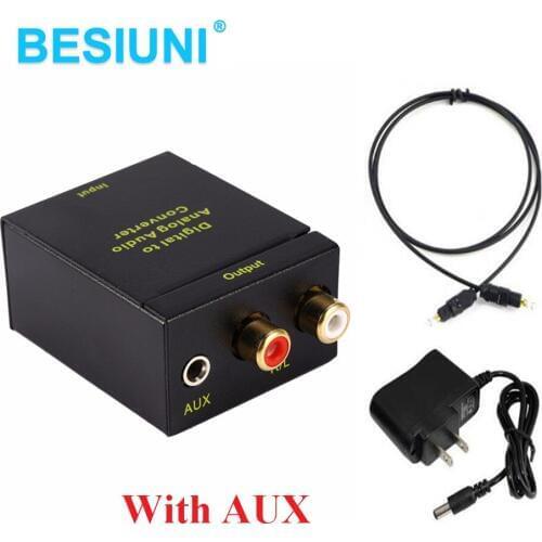 BESIUNI Digital to Analog Audio Converter Digital Adaptador of Optic Coaxial RCA Toslink Signal to Analog Audio Converter RCA