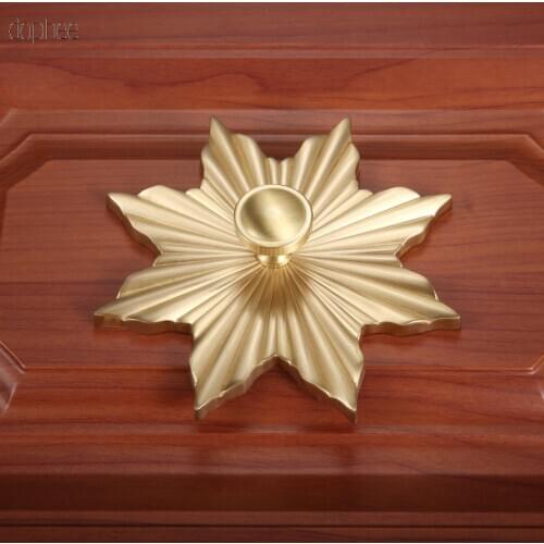 Dophee 123mm Knobs Brass Cabinet Handles Cupboard Maple Leaf Shaped Knobs Drawer Pull Furniture Handles