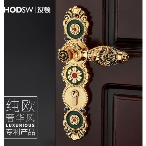 Zinc alloy door lock European patent hollow luxury interior wood door lock universal door lock toilet handle lock mute