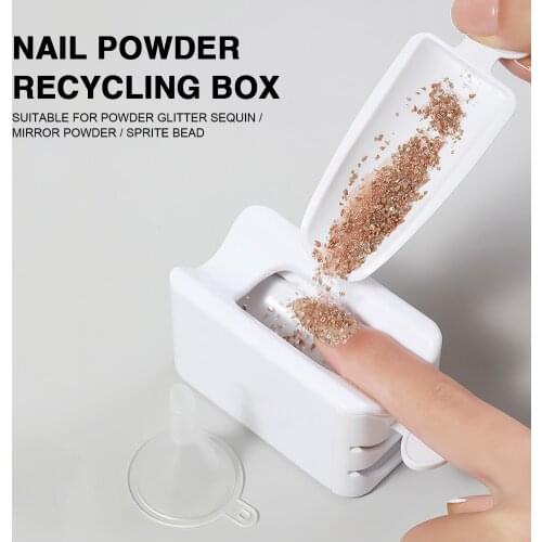 White ABS Double Layer French Powder Box Recycled Nail Powder Storage Box Portable Infiltration Powder Container Nail Art Tool