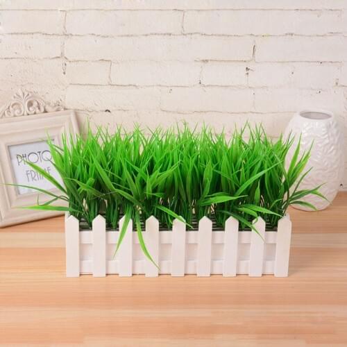 Artificial Plant Green Grass Decor Flower Bonsai Green Plant Fake Flower Potted For Wedding Home Garden Decor Bonsai green grass