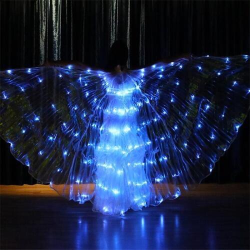K03 Ballroom dance led costumes 4 colors change light colorful led wings luminous cloak butterfly glowing wing party wear dress