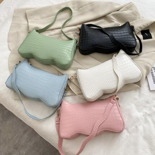 Quality Bags for Women Ins Retro Small Shoulder Bag Summer Stone Pattern Handbag and Purse Solid Color Leather Totes Bag #25