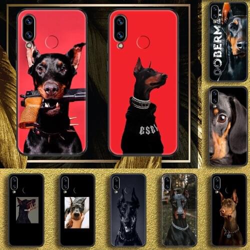 Doberman Dog Dachshund Cool Phone case For Huawei Honor 6 7 8 9 10 10i 20 A C X Lite Pro Play black painting cell cover luxury