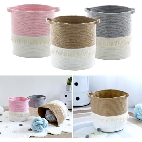 Cotton Rope Basket 13” x 12” Blanket Storage Basket Organizer for Laundry