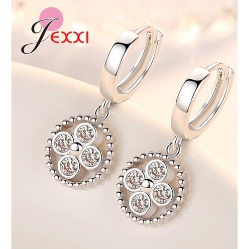 Gorgeous Trendy Earrings Sparkling AAAAA Clear Cubic Zircon 925 Sterling Silver Round Jewelry for Women Girls Brithday Xmas Gift