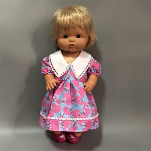 New Pattern Red Flower White Collar Skirt Fit 42cm Nenuco Doll Nenuco y su Hermanita And 43cm Baby Doll Clothes Accessories