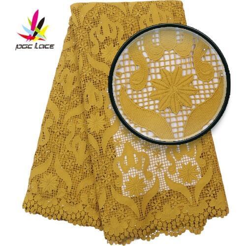Best Selling African Embroidery Lace Quality Dress Yellow Heavy Swiss Voile Austria Embroidery Swiss Cotton Material Cord Style