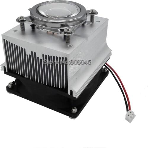 44mm Optical Glass Lens + Reflector Bracket + Aluminum Heatsink Cooling Fan Set for 20W - 50W LED 60 Degree or 90-120 Degree