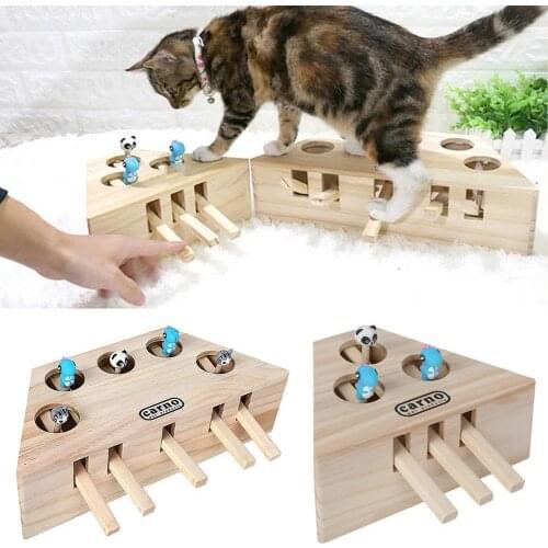 Cute Cat Toy Catch Hunt Mouse Kitten Puppy Puzzle Funny Wood Toys Indoor Huntint Scratch Toy Cats Supplies