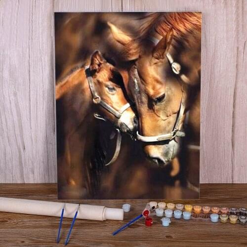 Colorful Horse Animal Paint By Numbers Kit Oil Paints 50*70 Oil Painting Handmade For Kids Wall Art For Handicraft