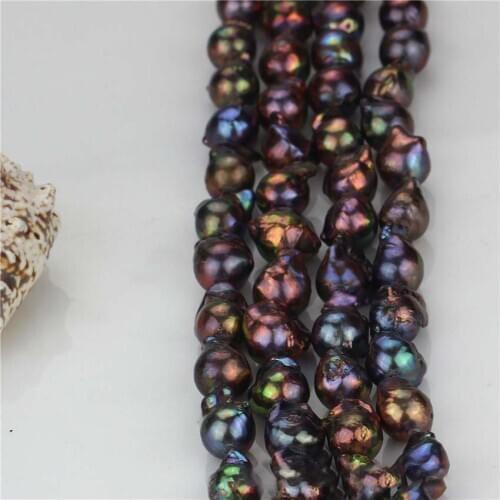Natural 15X20mm width grade AA genuine baroque black pearl strands loose beads-15.5
