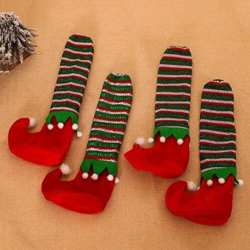 Non Slip Christmas Table Legs Cover Cartoon Fashion Elves Table Chair Legs Feet Sock Sleeve Cover Christmas Home Decoration