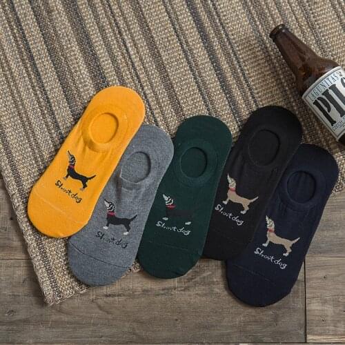 5 Pairs New Fashion Men Women Cotton Socks Cartoon Dog Low Cut Comfortable Ankle Sock Boy Casual Slippers Boat Socks