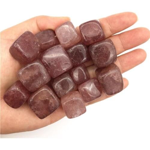 Wholesale 100g 10-20mm Beautiful Natural Red Strawberry Crystal Cubic Tumbled Stones Healing Decor Natural Quartz Crystals