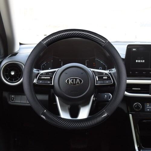 Car Steering Wheel Cover Anti-Slip for Kia Cerato Forte Sportage K5 K9 K2 K3 K4 KX3 KX5 KX7 Seltos Stinger 38cm Accessories