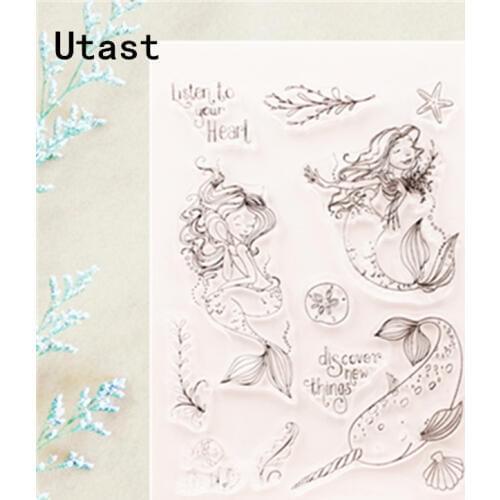 Ocean Mermaid Clear Silicone Stamps /Transparent Rubber Stamp for DIY Scrapbooking /Photo Album Decorative Craft Making