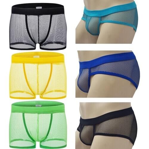 Men sexy transparent triangle underwear appeal new large net transparent temptation perspective Angle nightclub alternative XXL