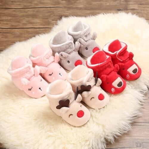 Lovely Warm Design Baby Girls Boys Toddler First Walkers Baby Shoes Soft Slippers Cute Shoes Winter Non-Slip Baby Warm Shoes