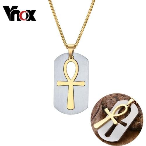 Vnox Removable Ankh Necklace Pendant Surgical Steel Life Cross Egyptian Men Jewelry Gold-Color The Key of the Nile