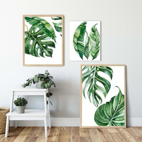 Green Plant Monstera Aloe Palm Leaf Wall Art Canvas Painting Tropical For Living Room Nordic Poster And Print Wall Picture Decor