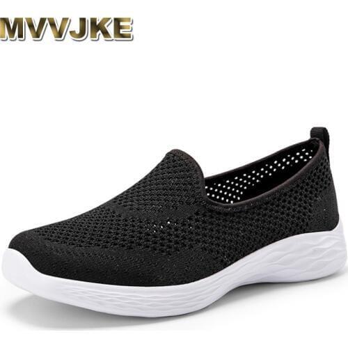 MVVJKE Women Summer Soft lace-up Shoes Breathable Lightweight mother Walking Flats