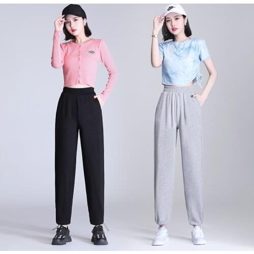 Women Streetwear Pants Autumn Casual Loose Harajuku Trousers Elegant Female Sport Pants ockets Loose Black Pants Oversize
