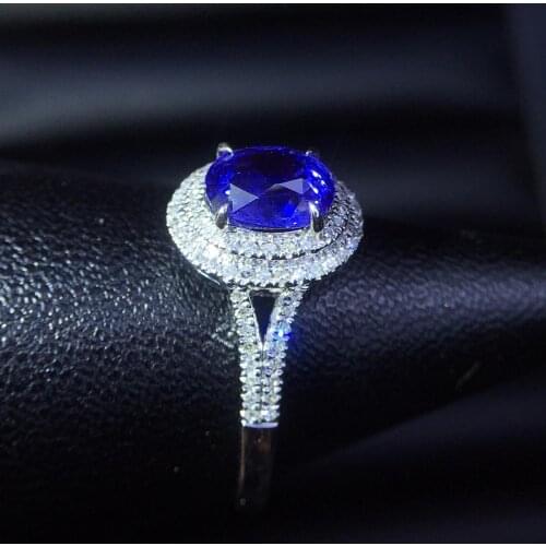 Fine Jewelry Sapphire Ring Natural 1.16ct Cornflowerl Blue Sapphire Gemstone Pure 18 K Gold Jewelry For Women Diamonds Rings